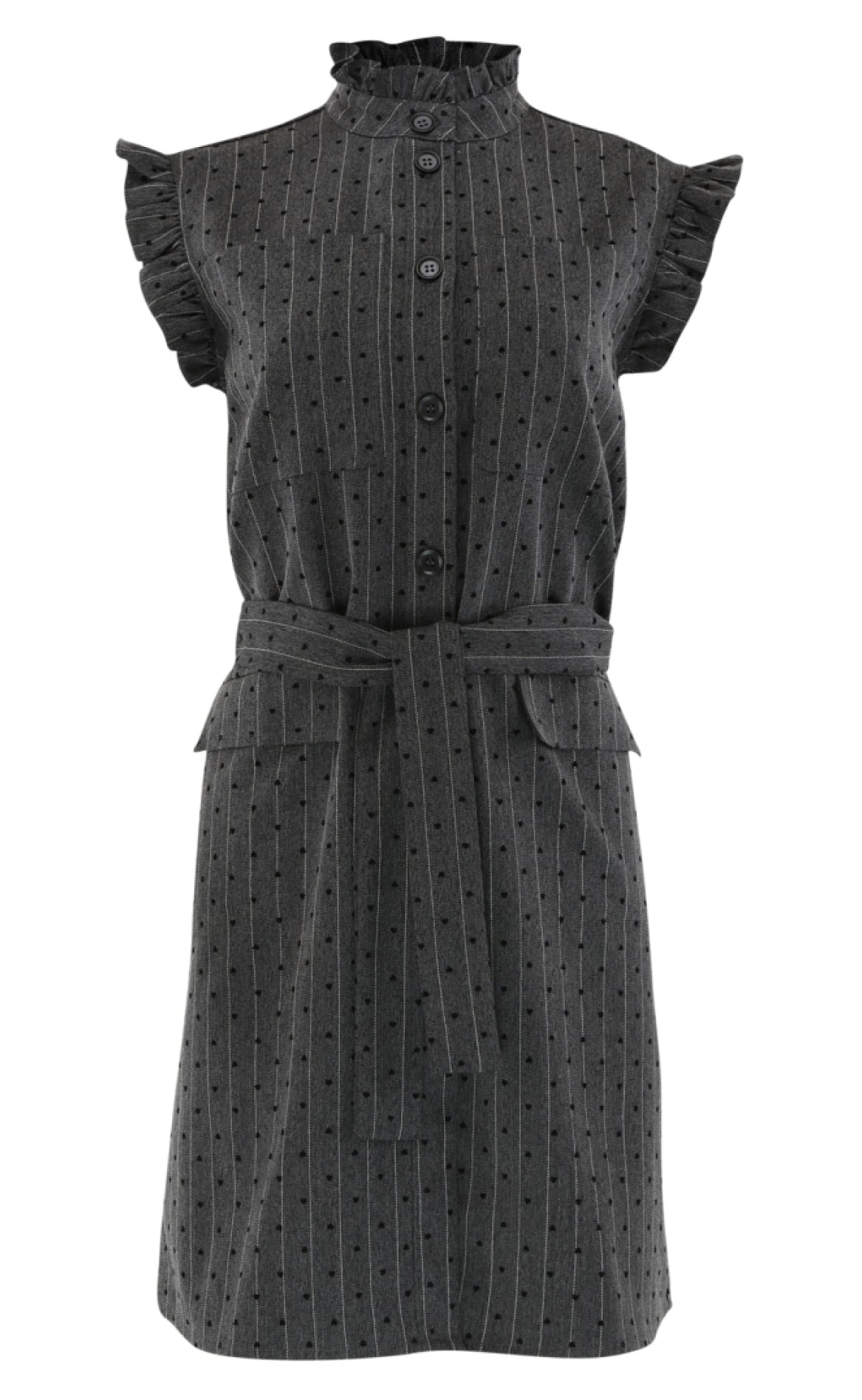 Continue Kjole - Lydia Stripe/heart - Grey Pinstripe