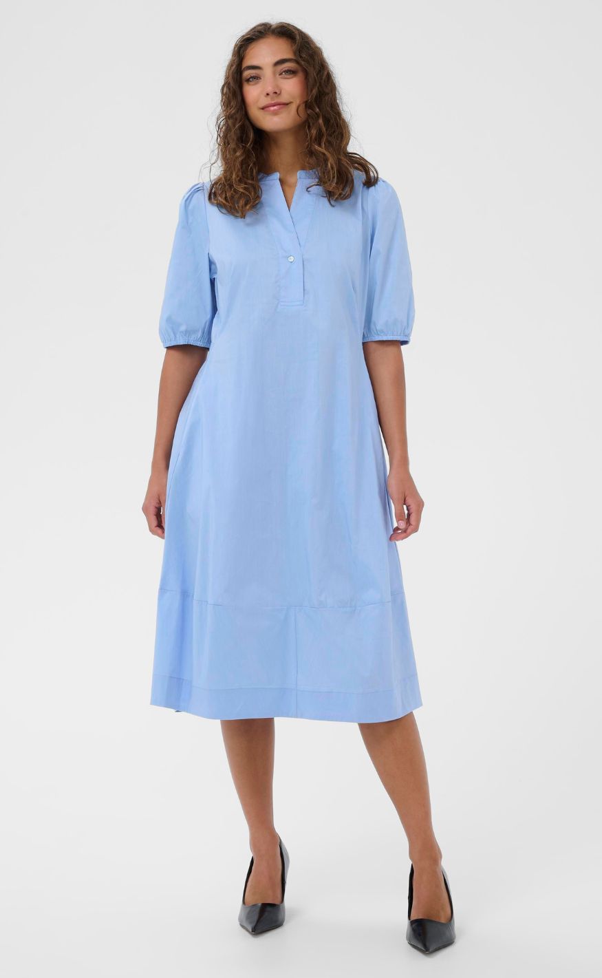 Culture Kjole - Antoinett Ss Placket - Forever Blue