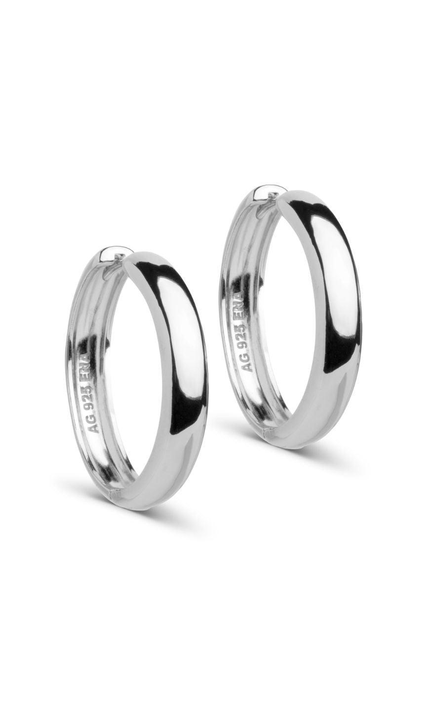 Enamel Copenhagen øreinge - Classic Wide 25 Mm - Silver Colour