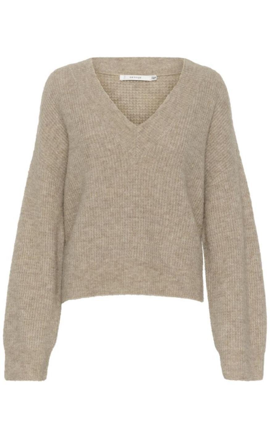 Gestuz Pullover Alpha  -neck Warm Sand Melange