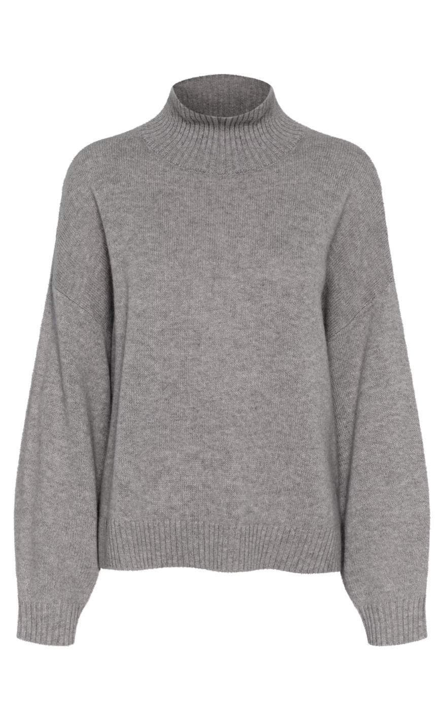 Gestuz Pullover - Casia High Neck - River Stone Melange