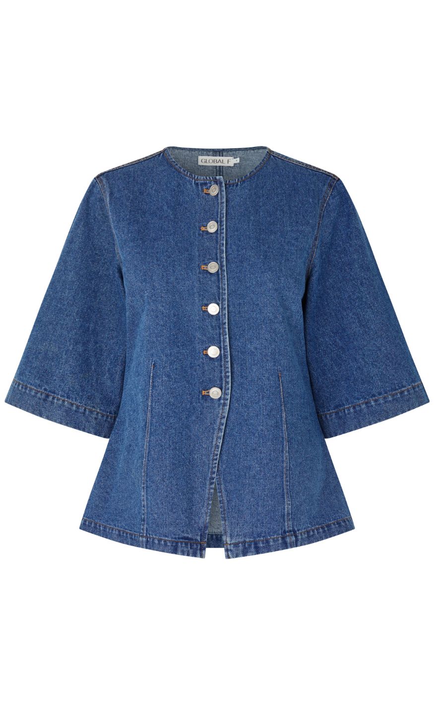 Global Funk Bluse - Lila-g - Vintage Blue Wash