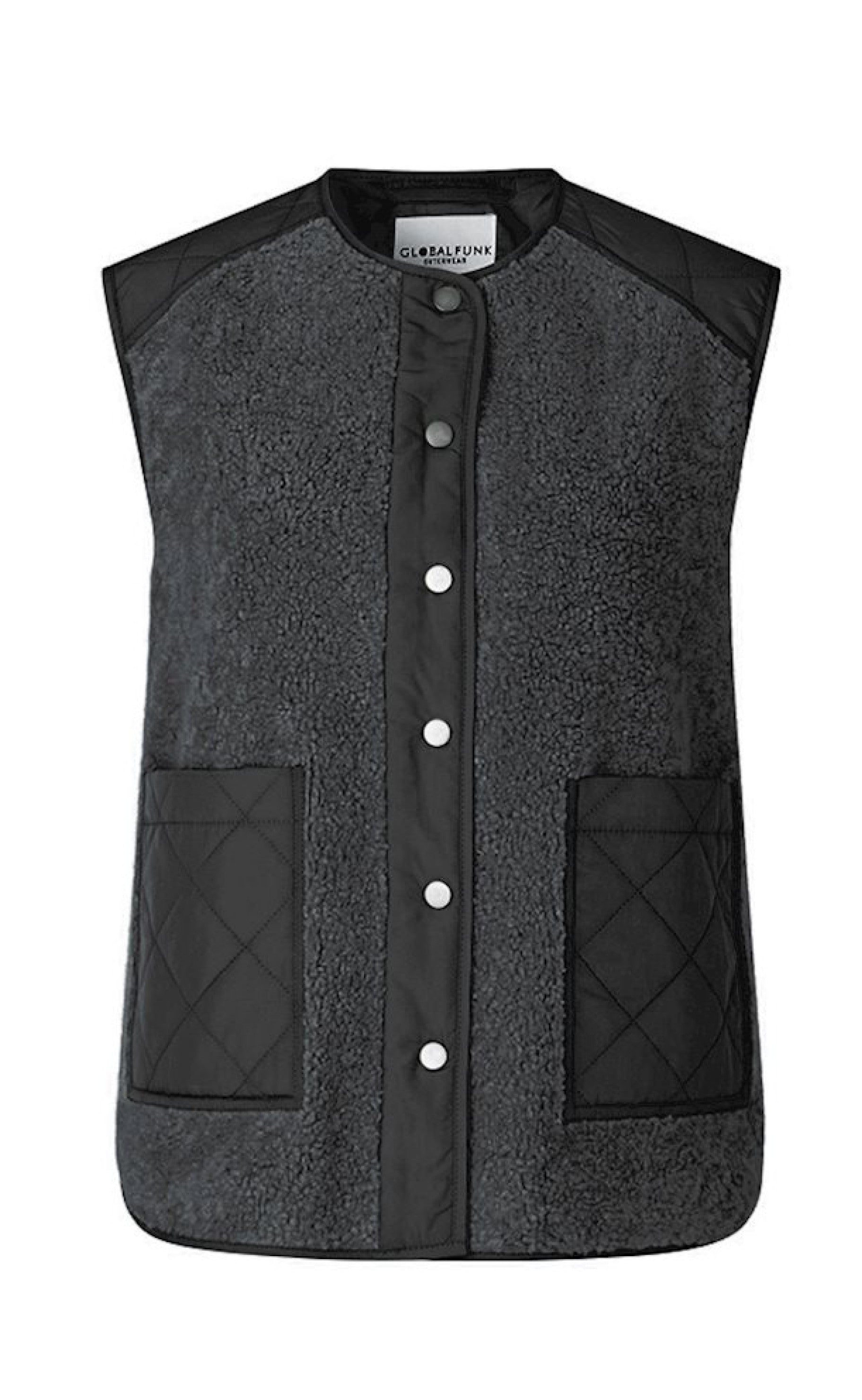 Global Funk Vest - Vinson Teddy - Grey Black Mix
