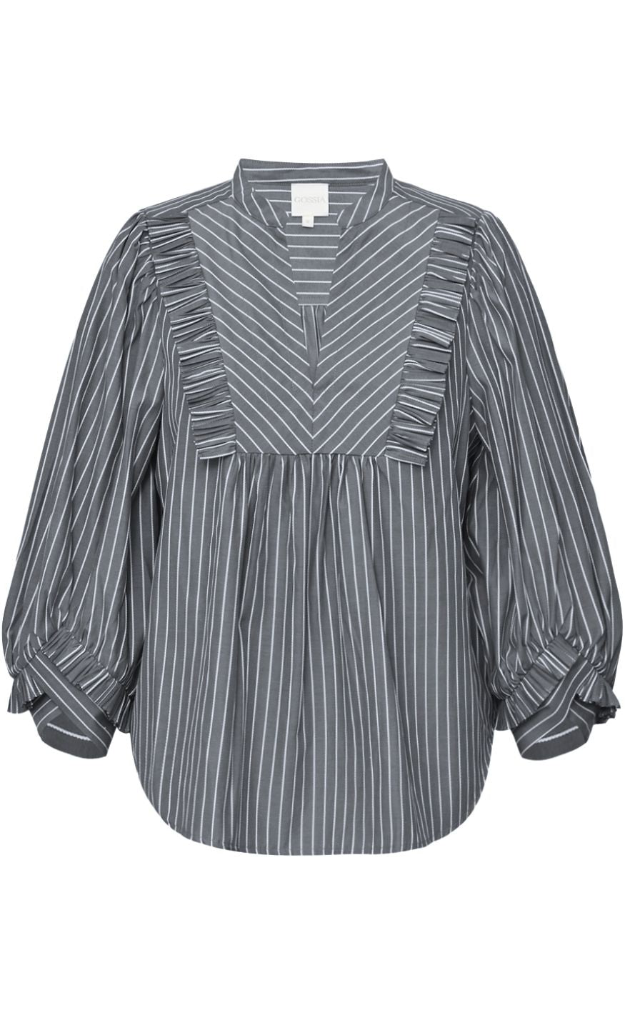 Gossia Bluse - Sia - Grey/white Stripes