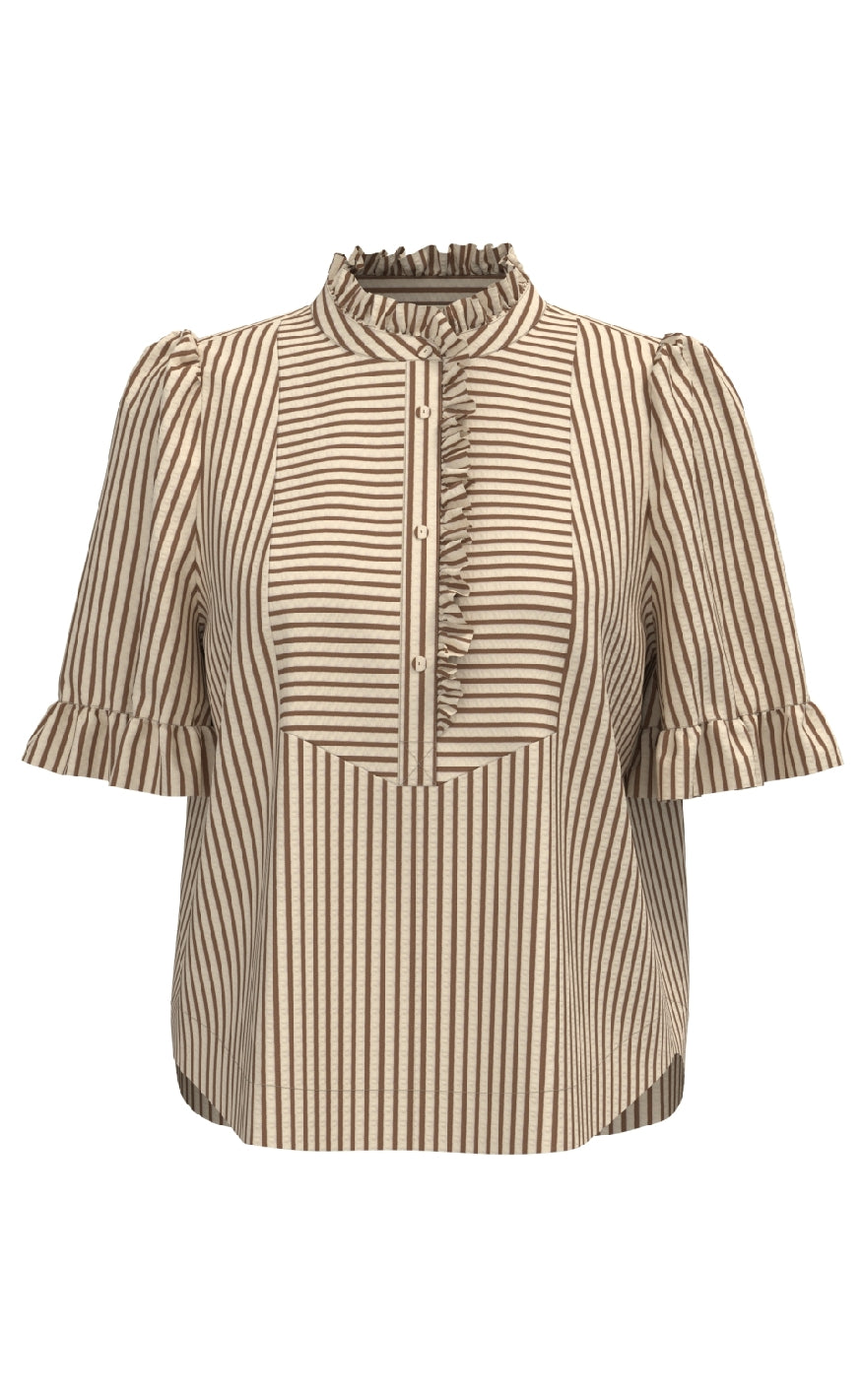 Gossia Skjorte - Benedicte - Creme Brown Stripes