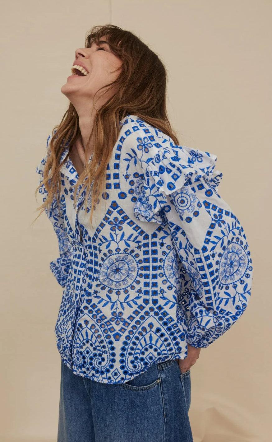 Gossia Skjorte - Mira - Blue/white