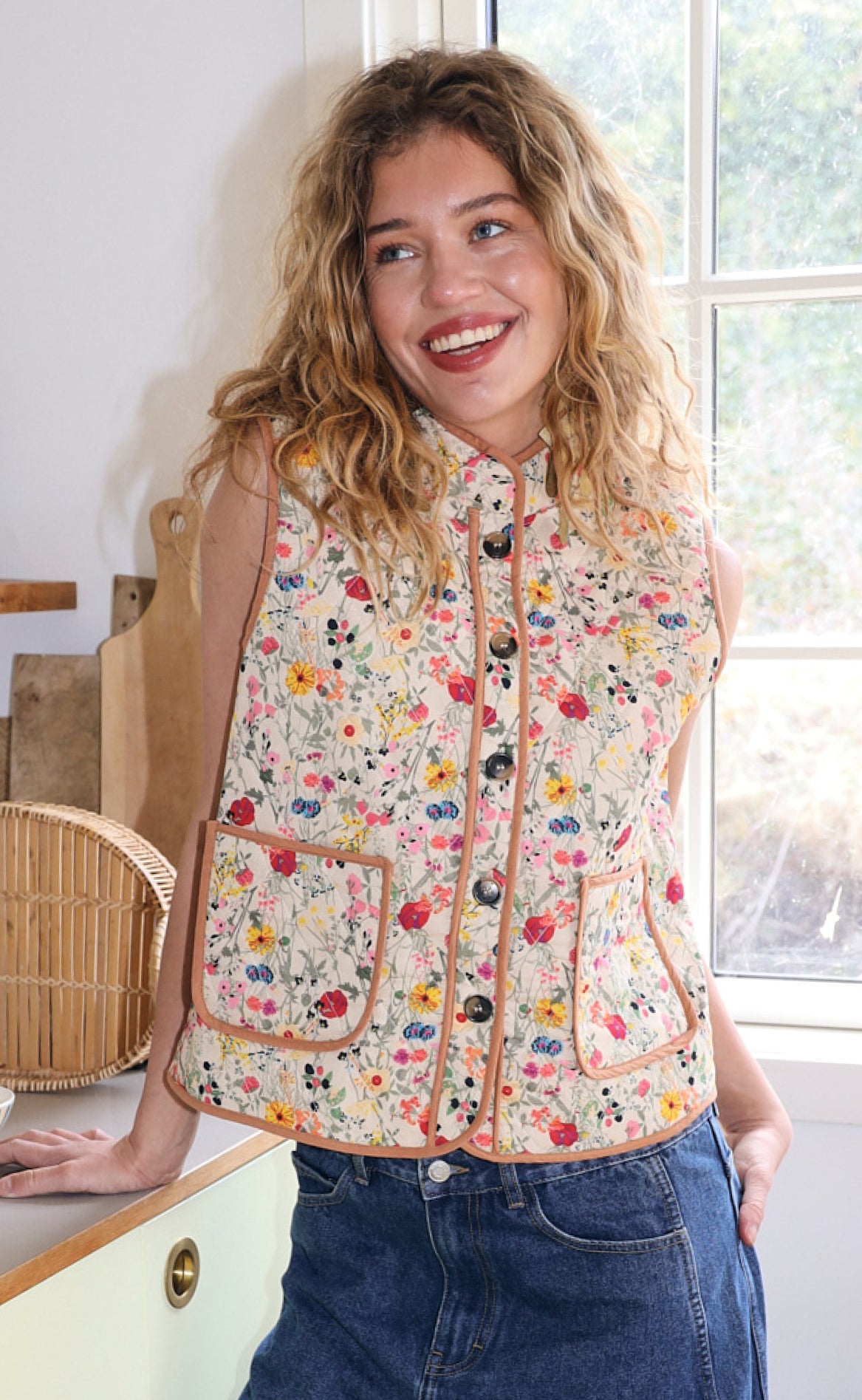 Lollys Laundry Vest - Cairoll Quilted - Flower Print