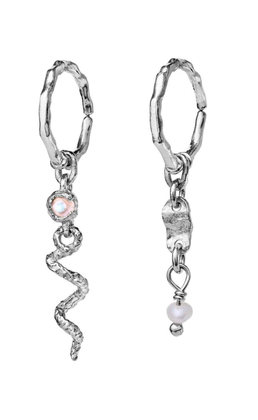 Maanesten øreringe - Evelyn - Silver Colour