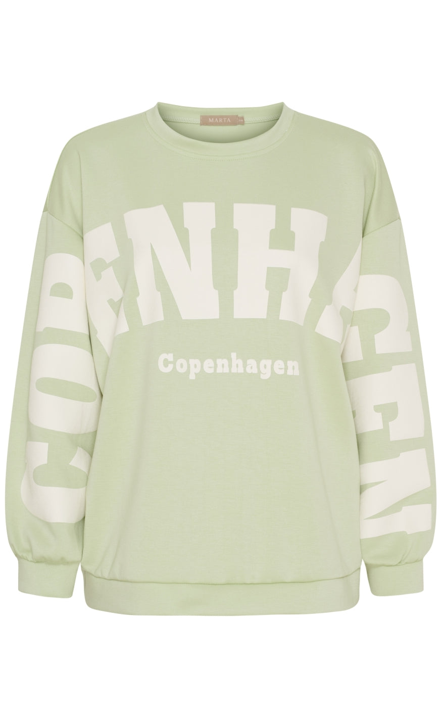Marta Du Chateau Sweatshirt - Hibiscus - Green/offwhite