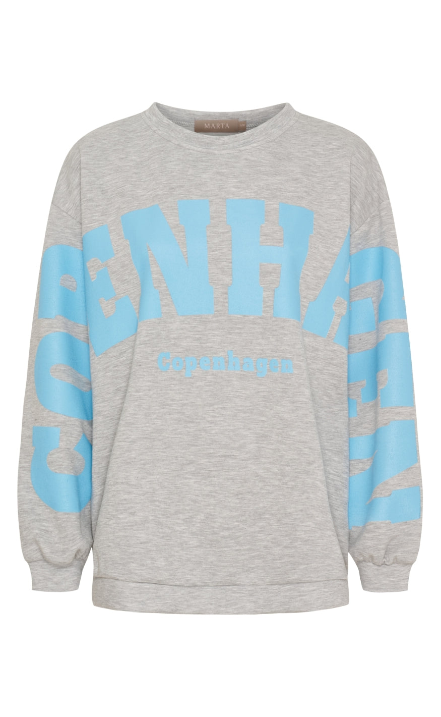 Marta Du Chateau Sweatshirt - Hibiscus - Grey/skyblue