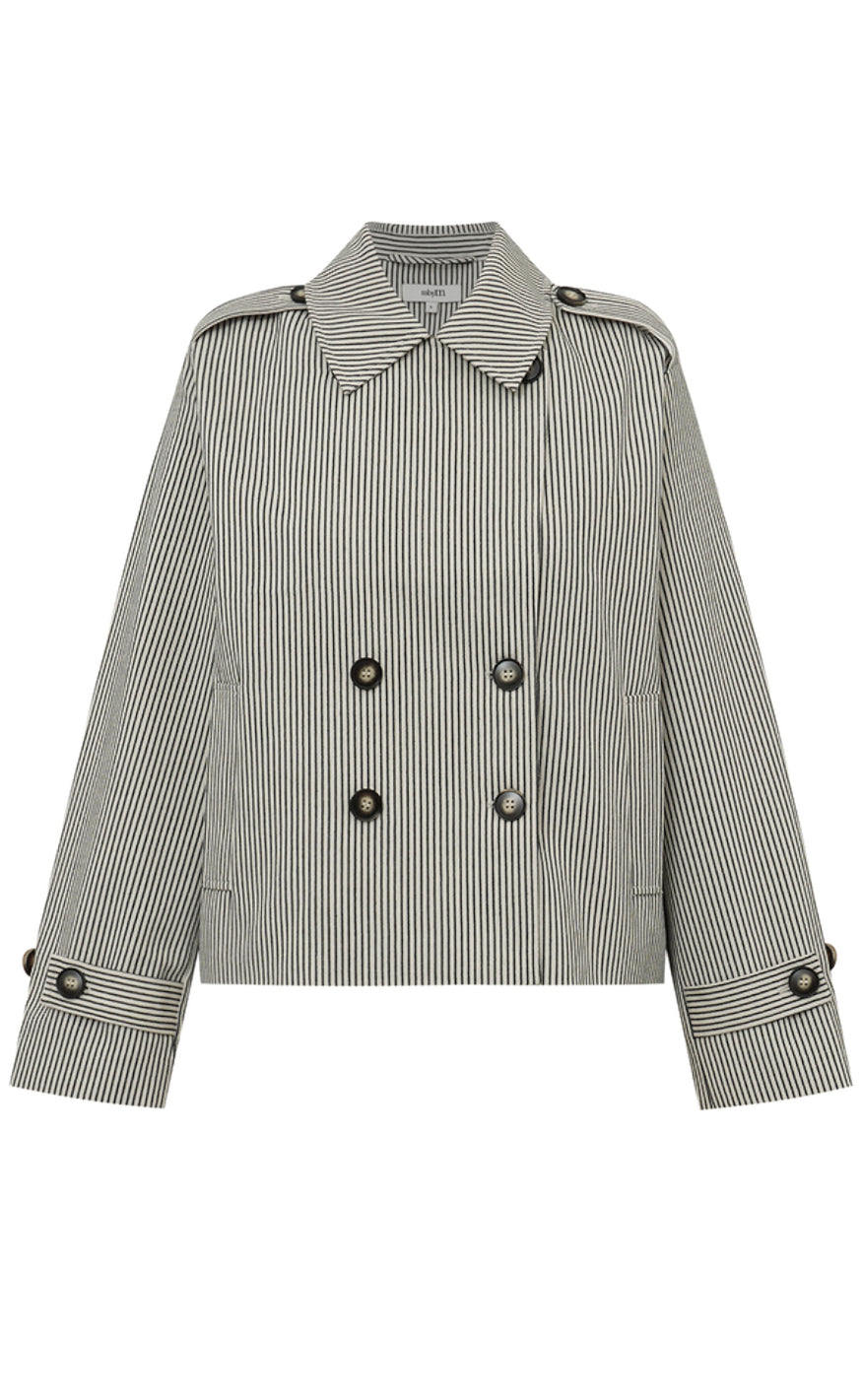 Mbym Jakke - Becker - Black Beige Stripe