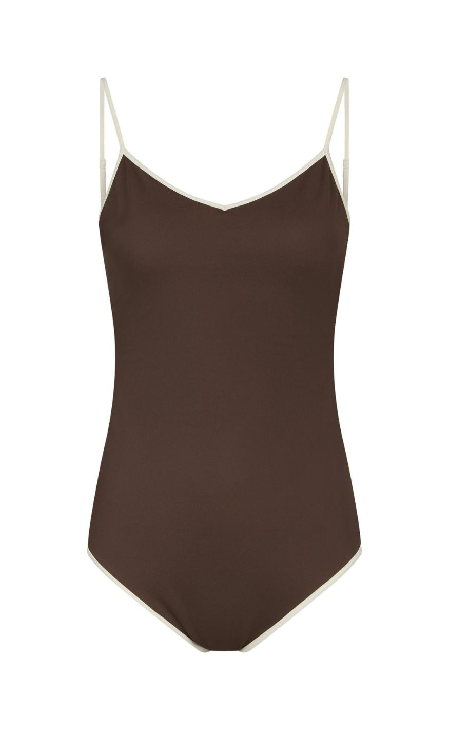 Neo Noir Badedragt - Felice Solid - Dark Brown/creme