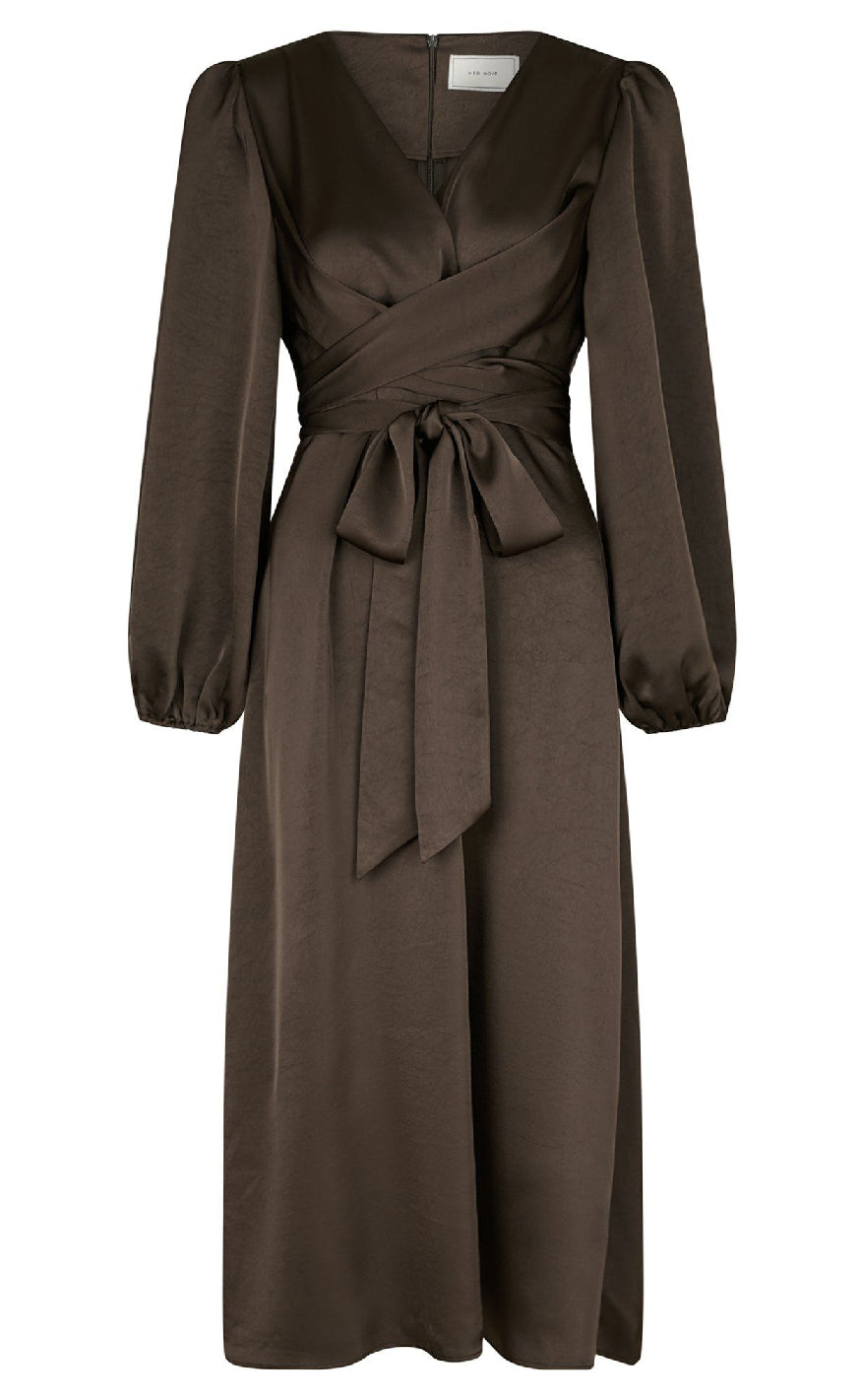 Neo Noir Kjole - Rimini Heavy Sateen - Dark Brown
