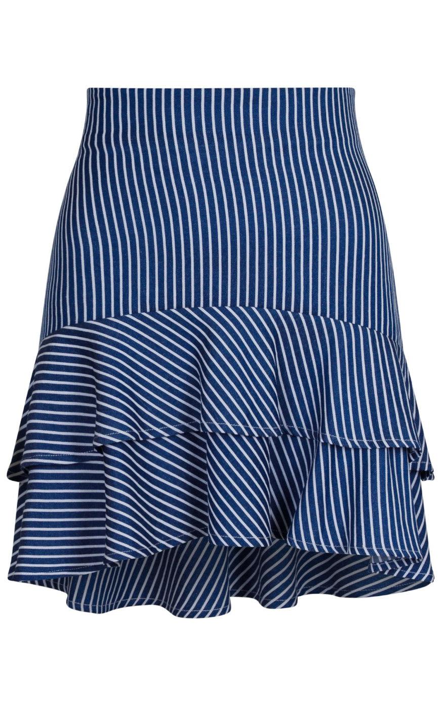 Neo Noir Nederdel  - Kacie Stripe - Blue