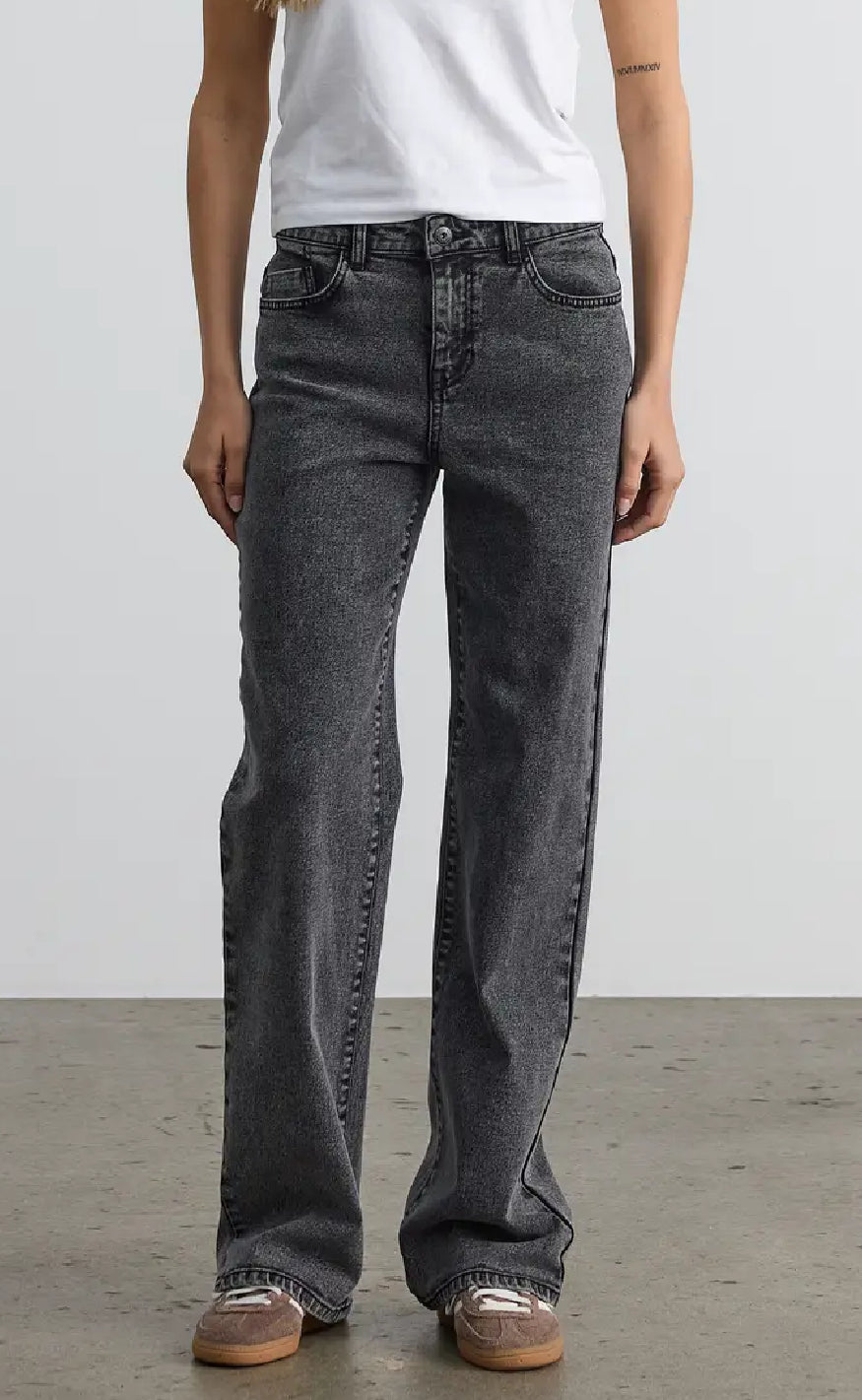 Noisy May Bukser - Yolanda Nw Wide - Dark Grey Denim
