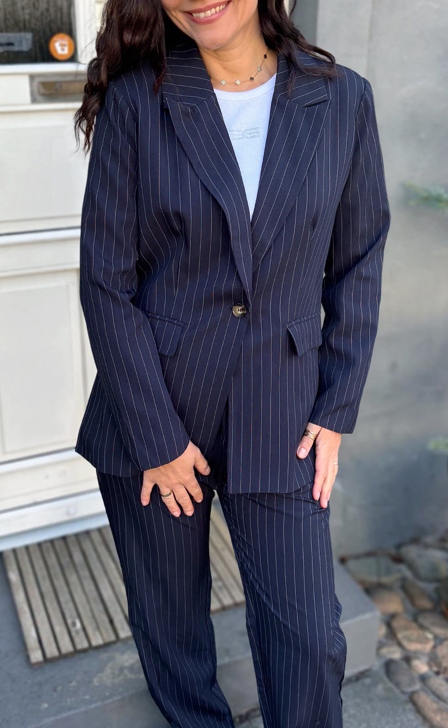 Say Ina Copenhagen Blazer - Liva - Navy Blue Pinstripe