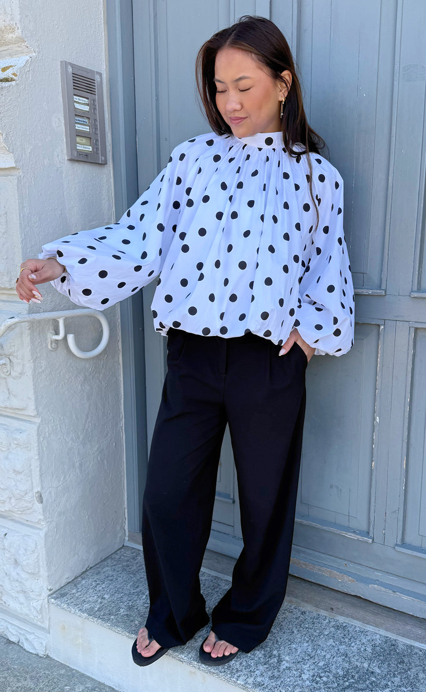 Say Ina Copenhagen Bluse - Diana Dot - White W. Black Dots