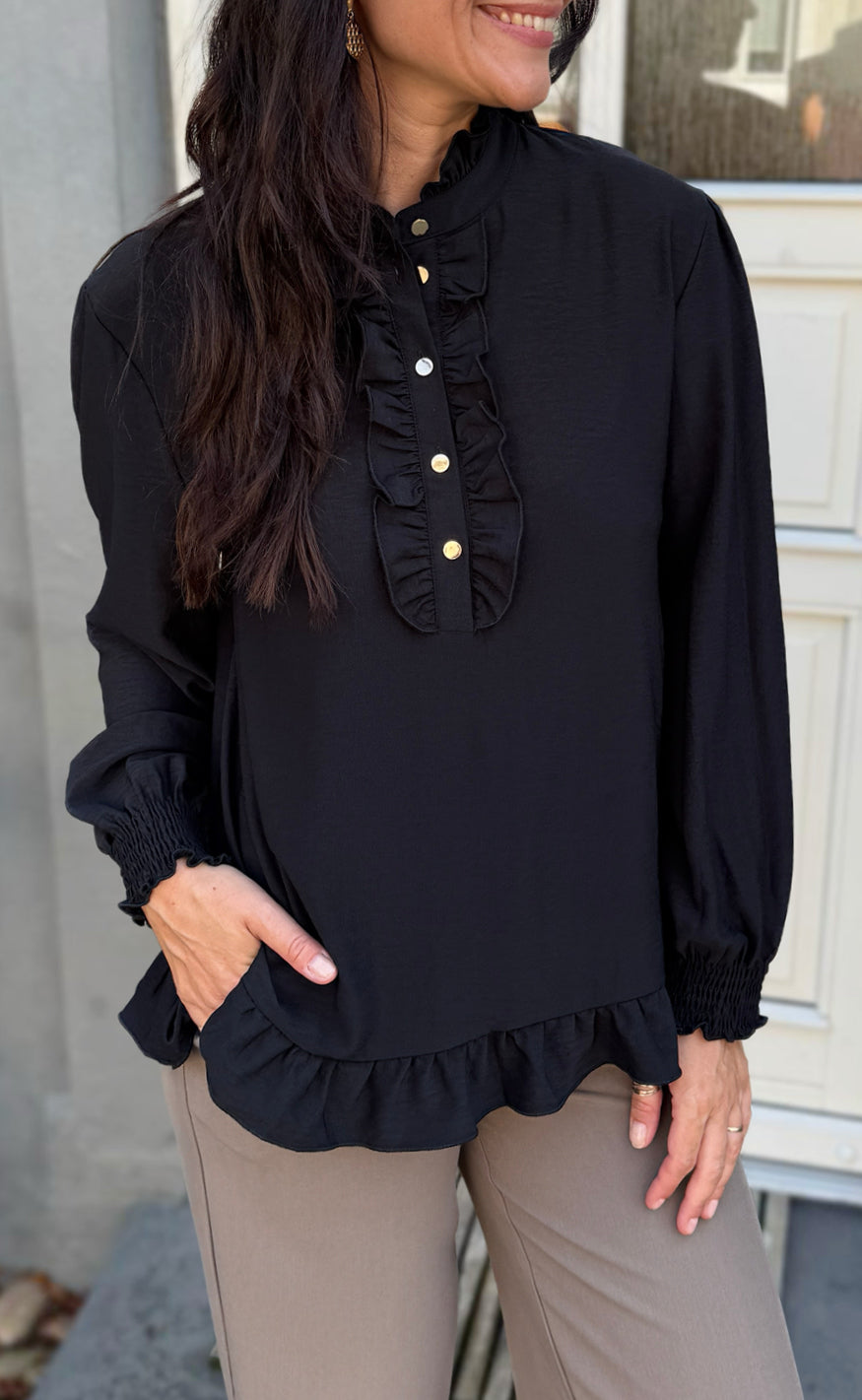 Say Ina Copenhagen Bluse - Pia - Black W. Gold Buttons