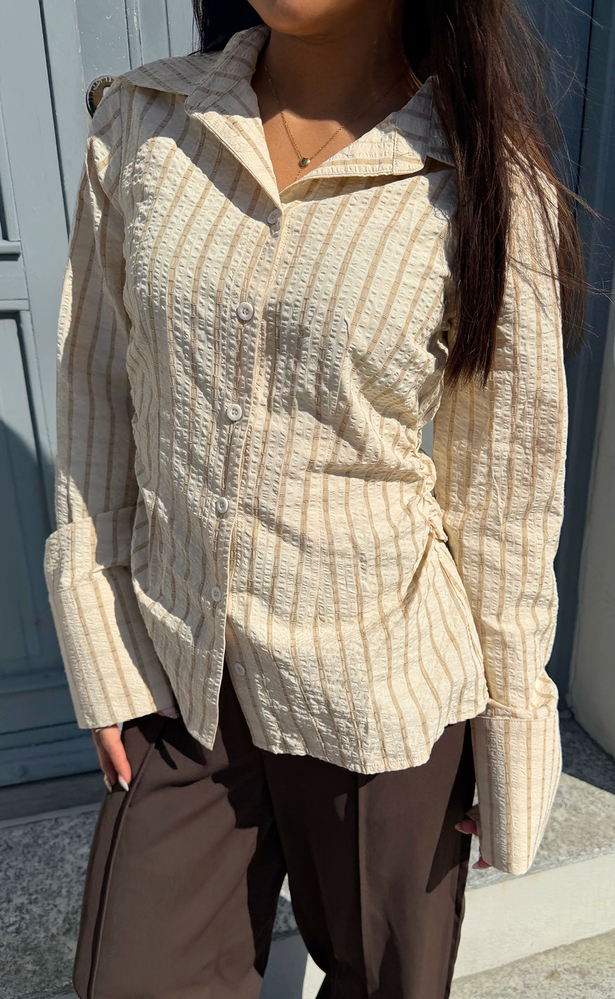 Say Ina Copenhagen - Cali Fitted Shirt - Beige Striped