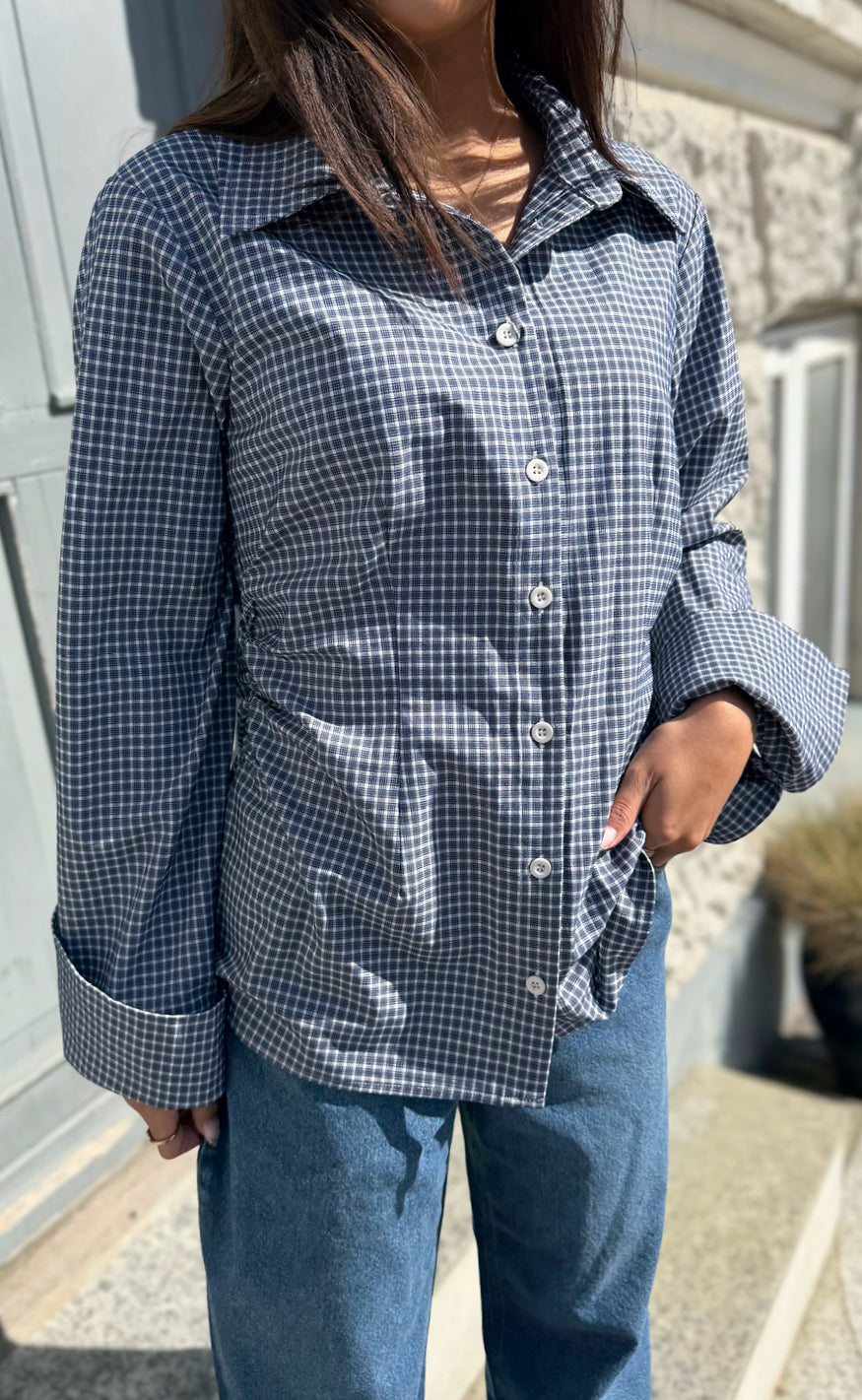 Say Ina Copenhagen - Cali Fitted Shirt - Blue Checks