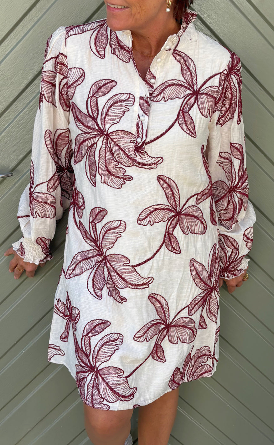 Say Ina Copenhagen Kjole - Augusta - White W. Red Embroidery