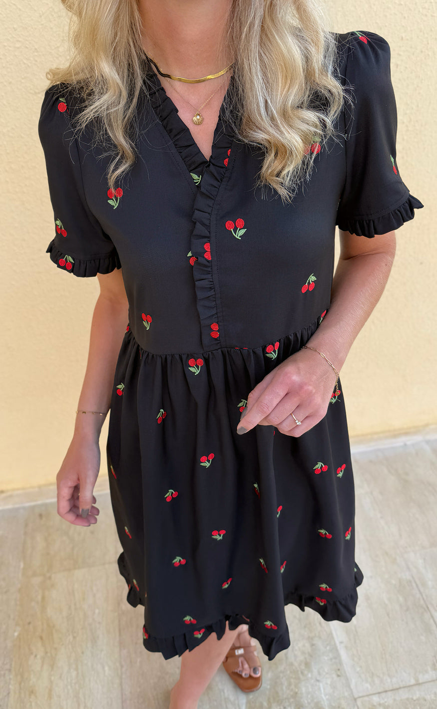 Say Ina Copenhagen Kjole - Catja Summer Long - Black W. Cherries