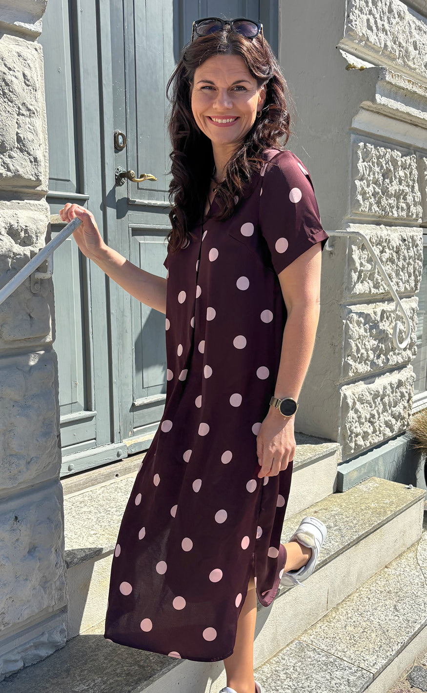Say Na Copenhagen Kjole - Hella - Bordeaux W. Pink Dots