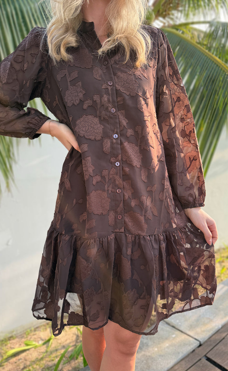 Say Ina Copenhagen Kjole - Luna - Dark Brown Flower