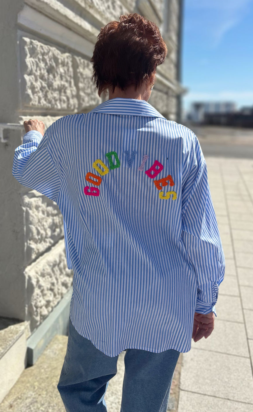 Say Ina Copenhagen Skjorte - Good Vibes - Blue Striped