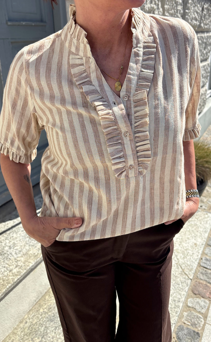 Say Ina Copenhagen Skjorte - Louise - Brown Striped
