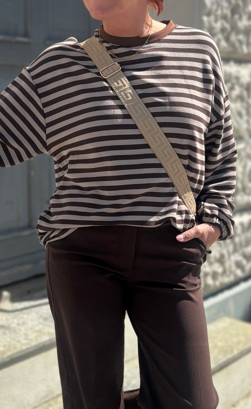 Say Ina Copenhagen Sweatshirt - Momlife - Brown Striped