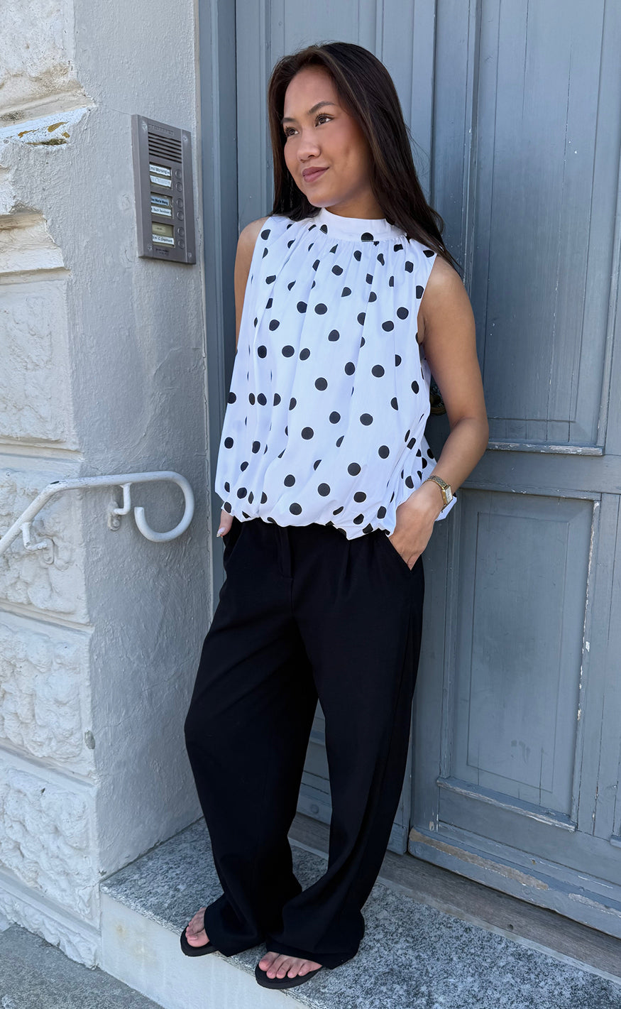 Say Ina Copenhagen Top - Diana Dot - White W. Black Dots