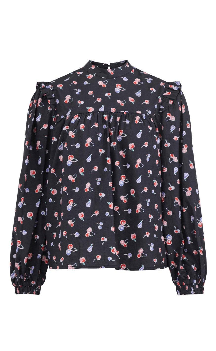 Vila Bluse - Cherry - Navy