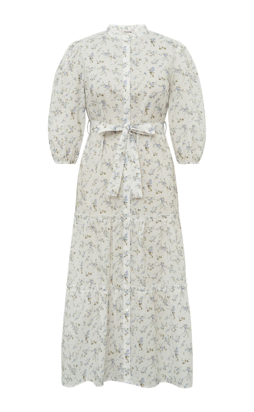 A-view Kjole - Kate - Off White/blue