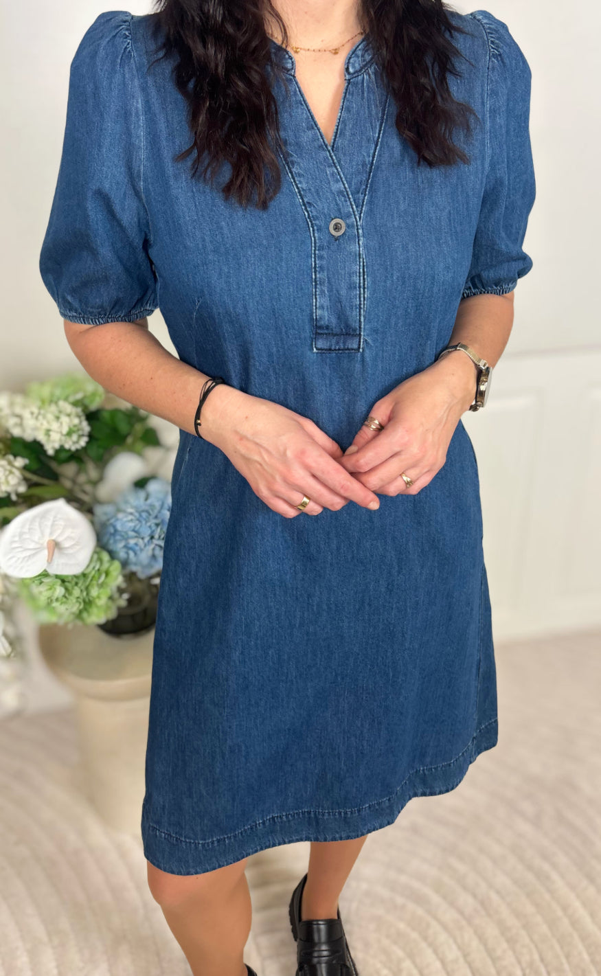 Culture Kjole - Berteline Arpa Ss - Dark Blue Wash