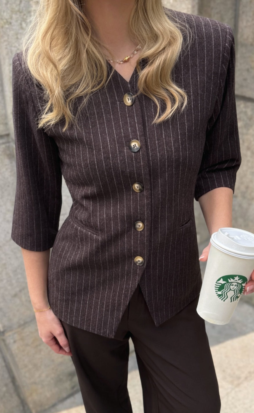 Say Ina Copenhagen Blazer - Bella Fitted - Brown Striped