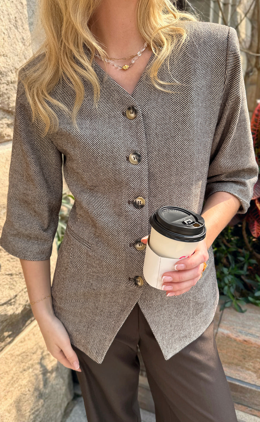 Say Ina Copenhagen Blazer - Bella Fitted - Off White / Brown