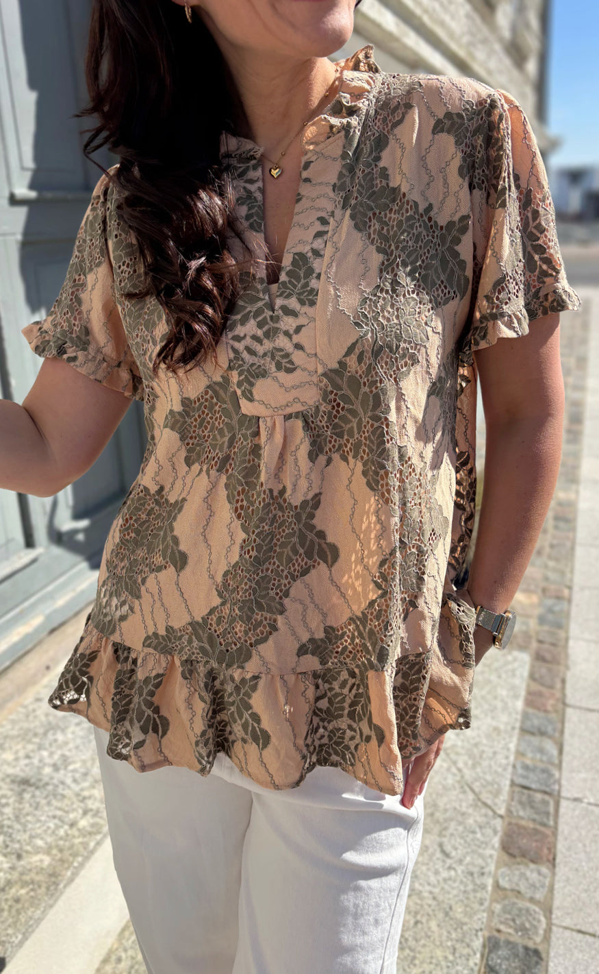 Say Ina Copenhagen T-shirt - Weronica - Beige Lace