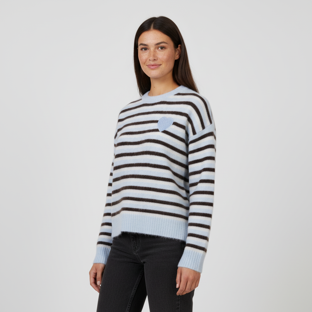 Dame Striktrøje - Bleu - One Size