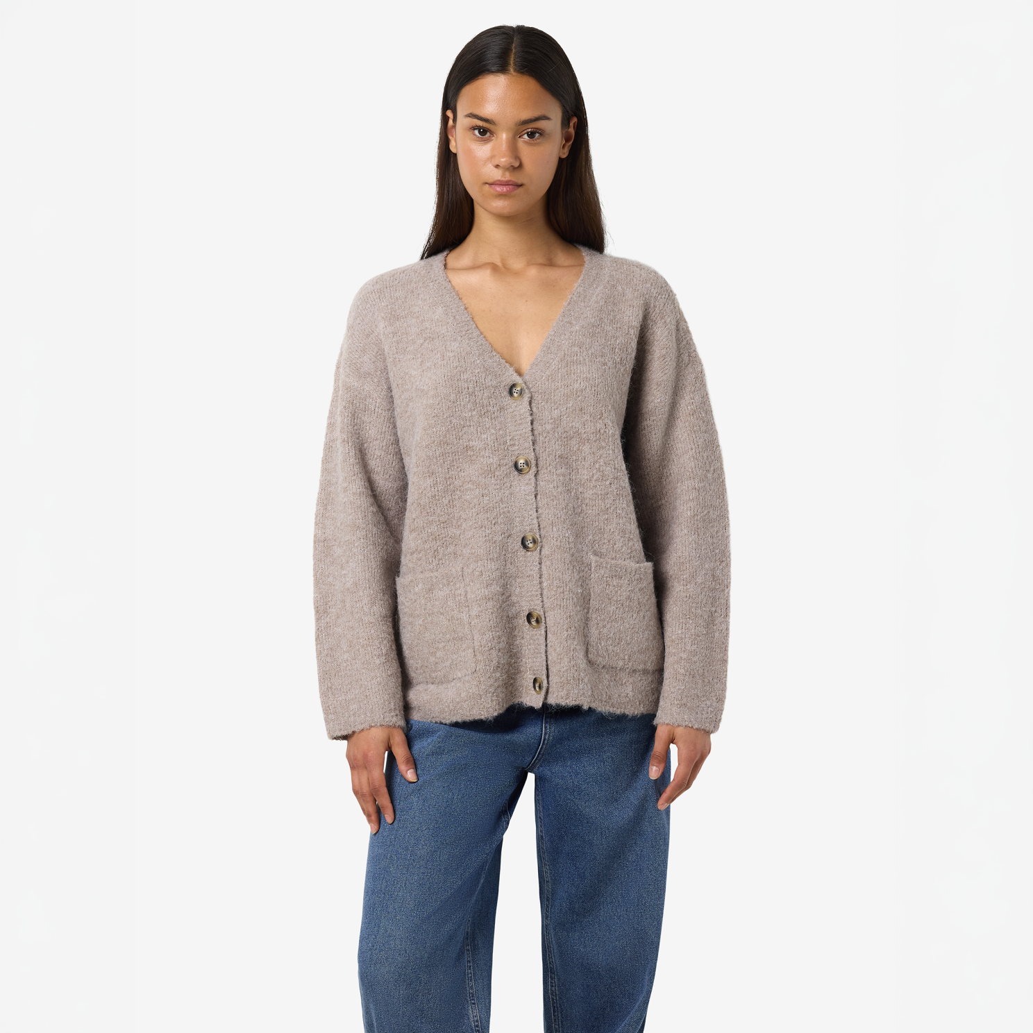 Noisy May Dame Cardigan - Silver Mink - Xs