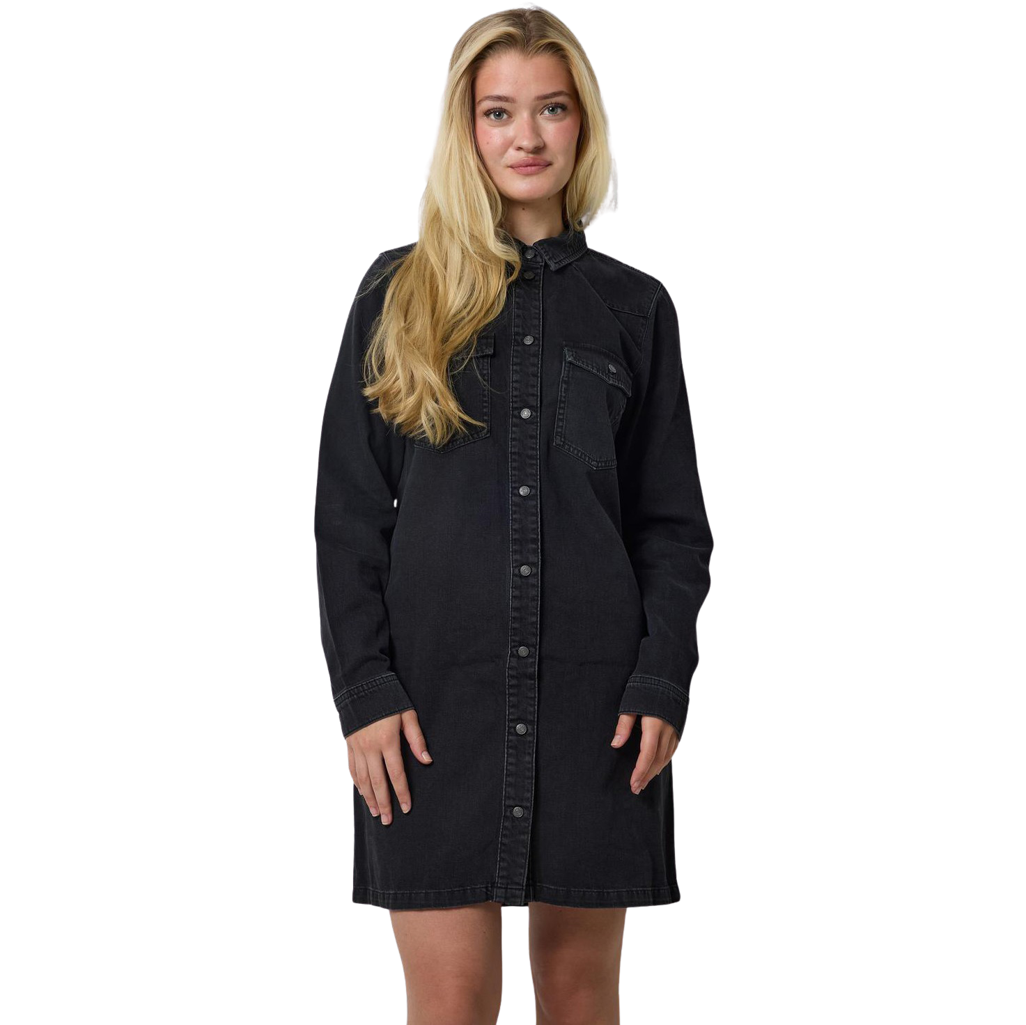Noisy May Signe Dame Kjole - Black Denim - S