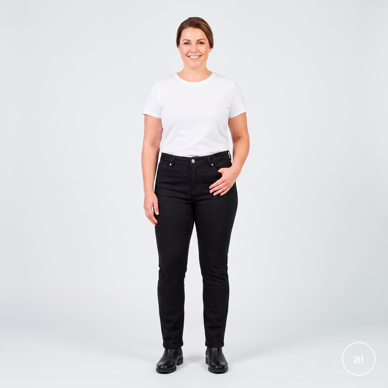 Steenholt Laura Dame Jeans Plus Size - Black - 50/30