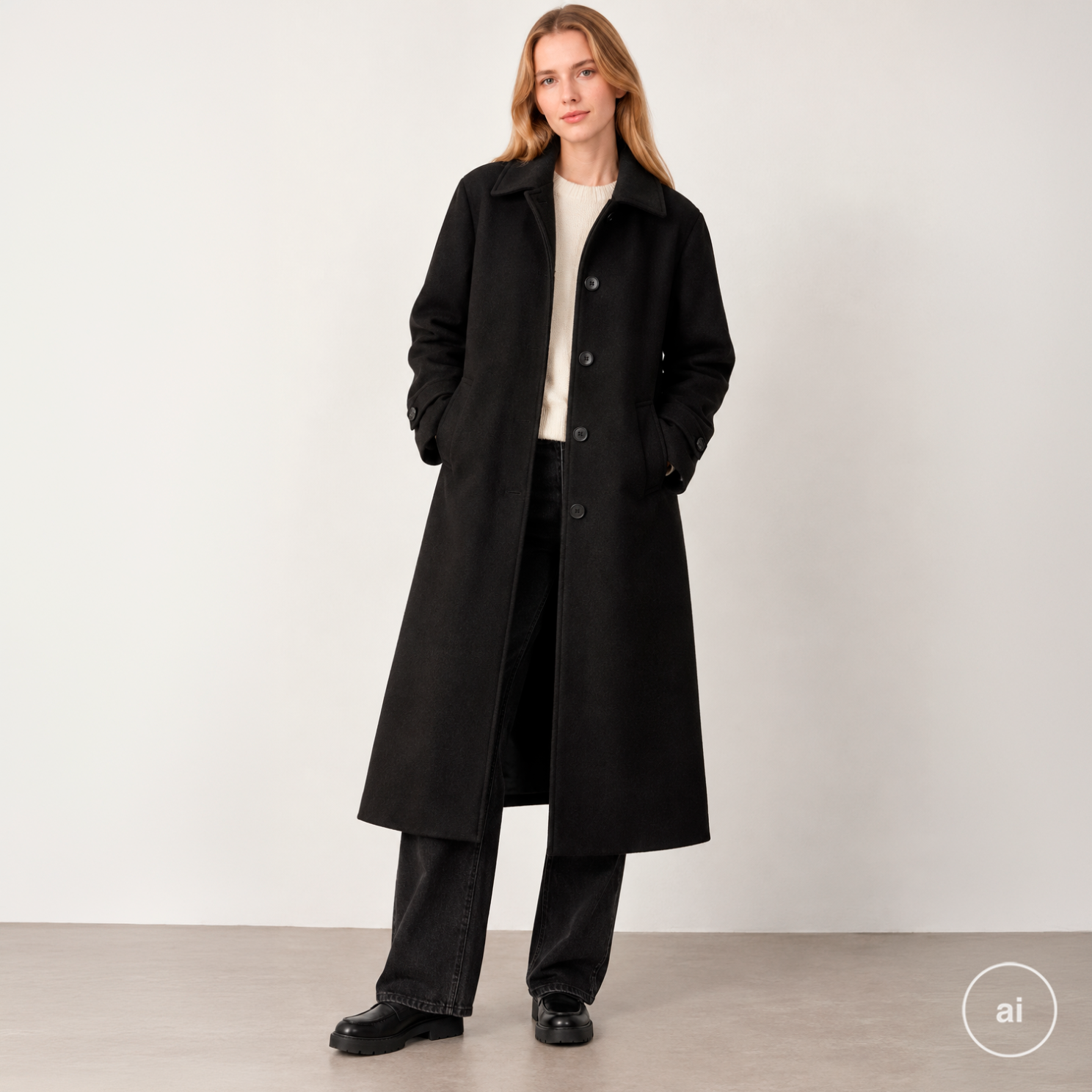 Dame Frakke I Uldmix - Black - S/m