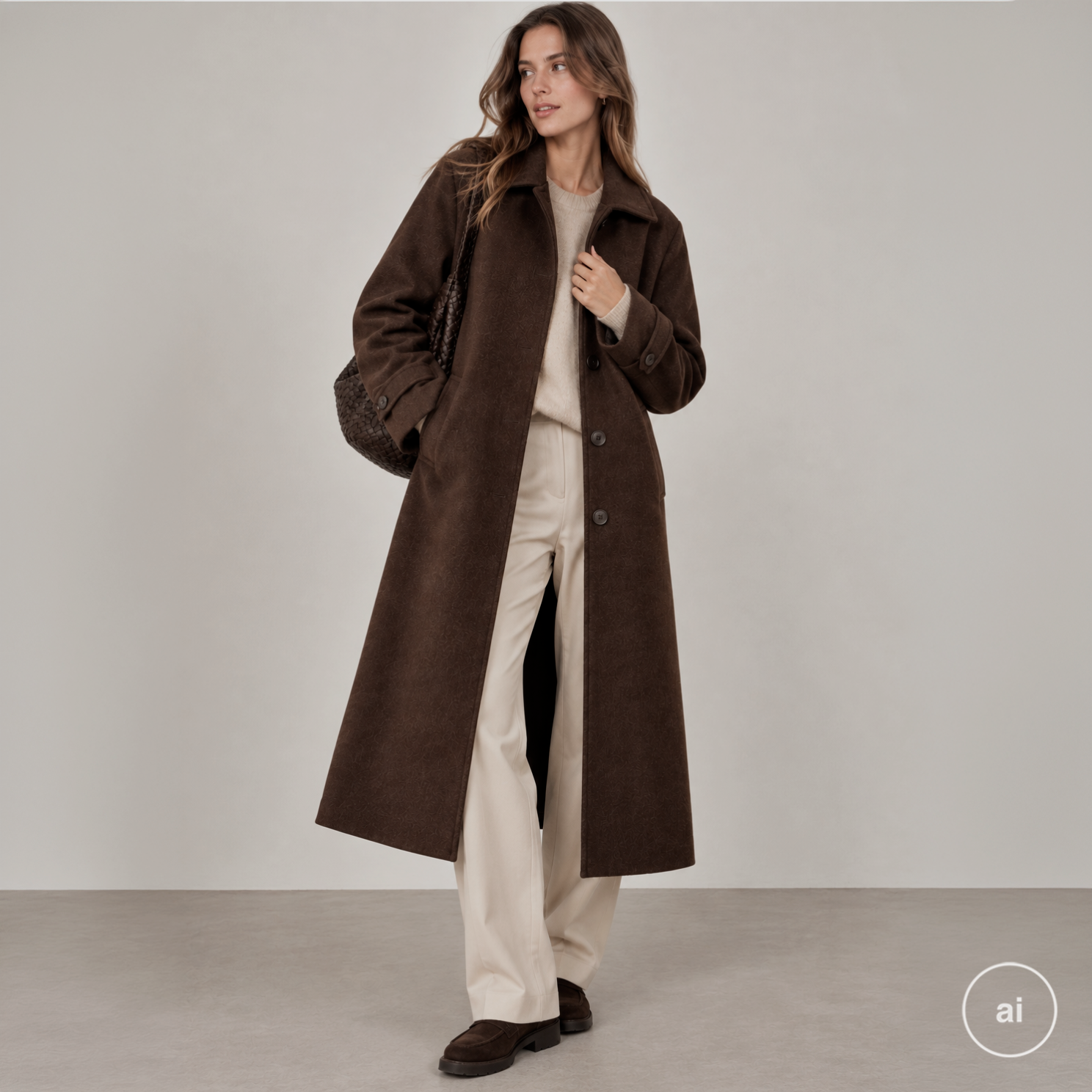 Dame Frakke I Uldmix - Brown - M/l