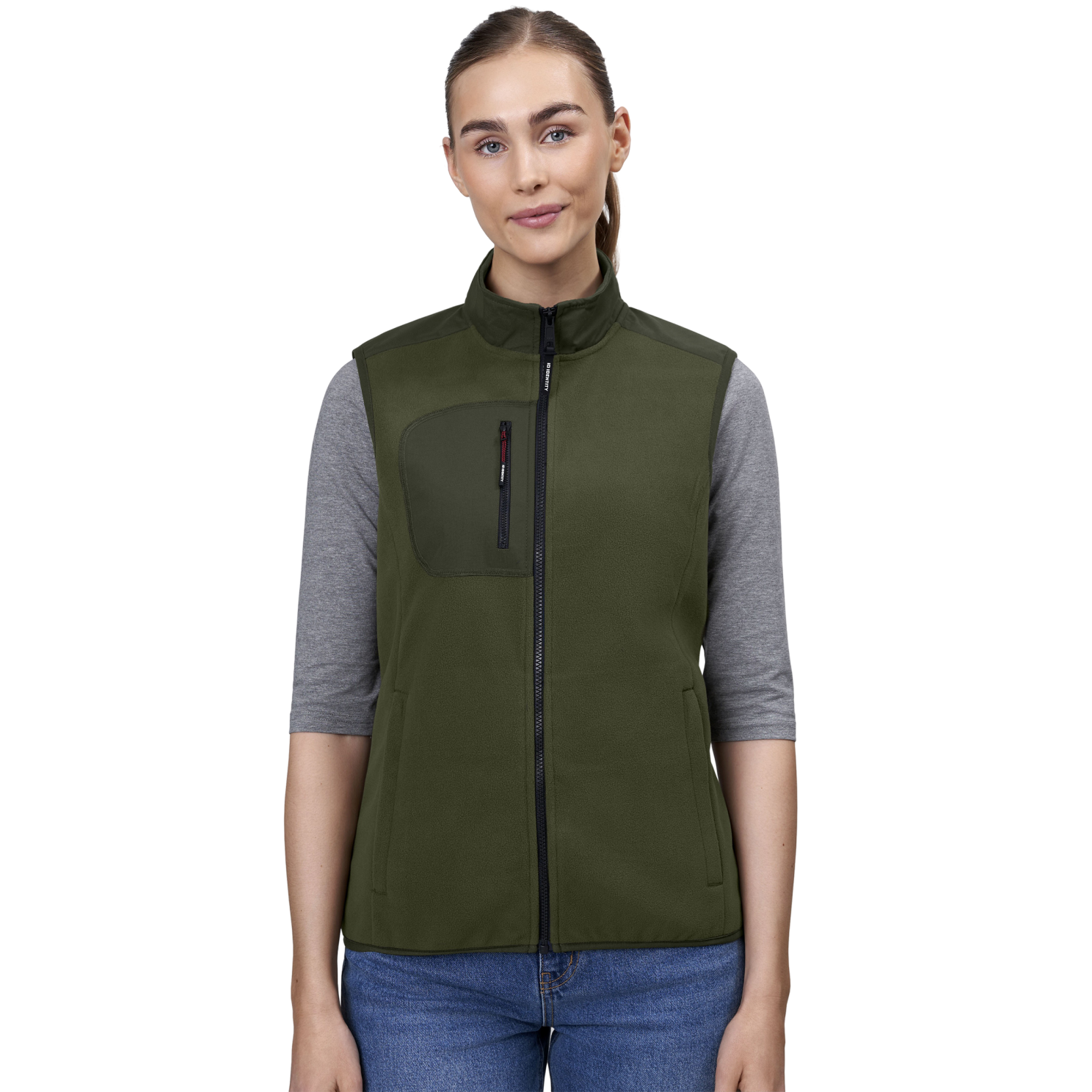 Id Bonded Dame Vest M. Fleece - Oliven - 3xl